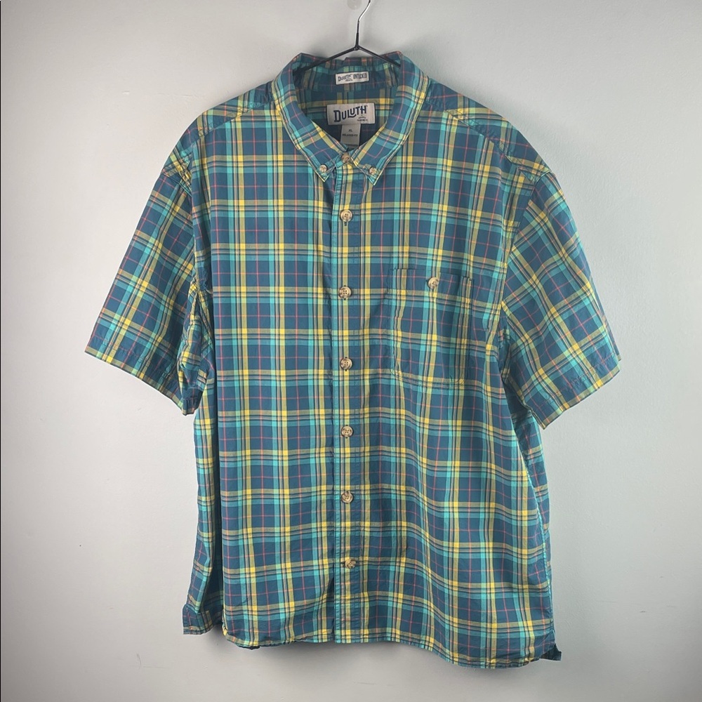 Men's Duluth Short Sleeve Plaid Button Down Shirt Size XL